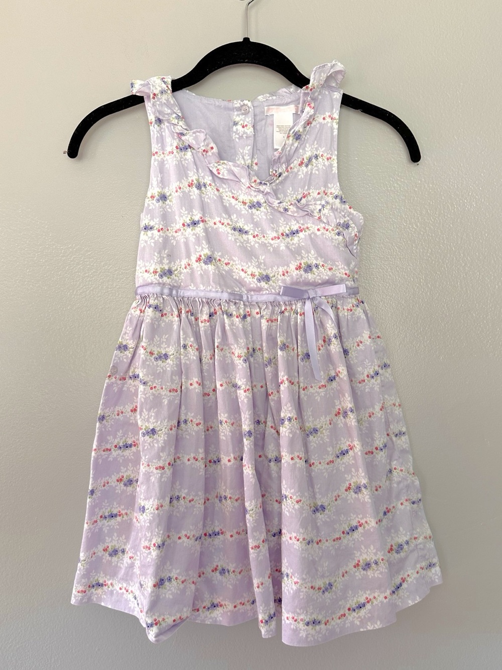 Janie and Jack Lavender Floral Ruffle Cotton Dress Girls Size 5 Spring Easter